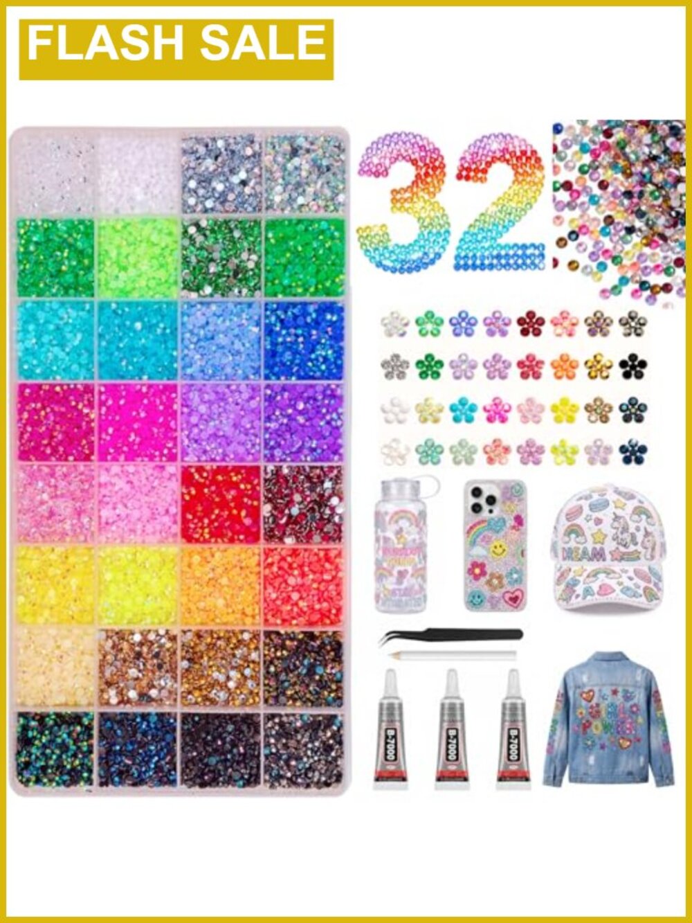 Bedazzling Kit 45000Pcs 3mm Flatback Rhinestones with Tools
